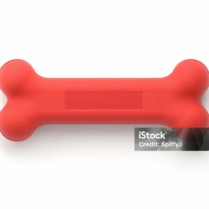 Red dog bone toy isolated on white with clipping path Red Rubber Bone