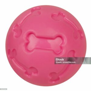 This is a pink ball for dog with bones for chewing. Pink Ball
